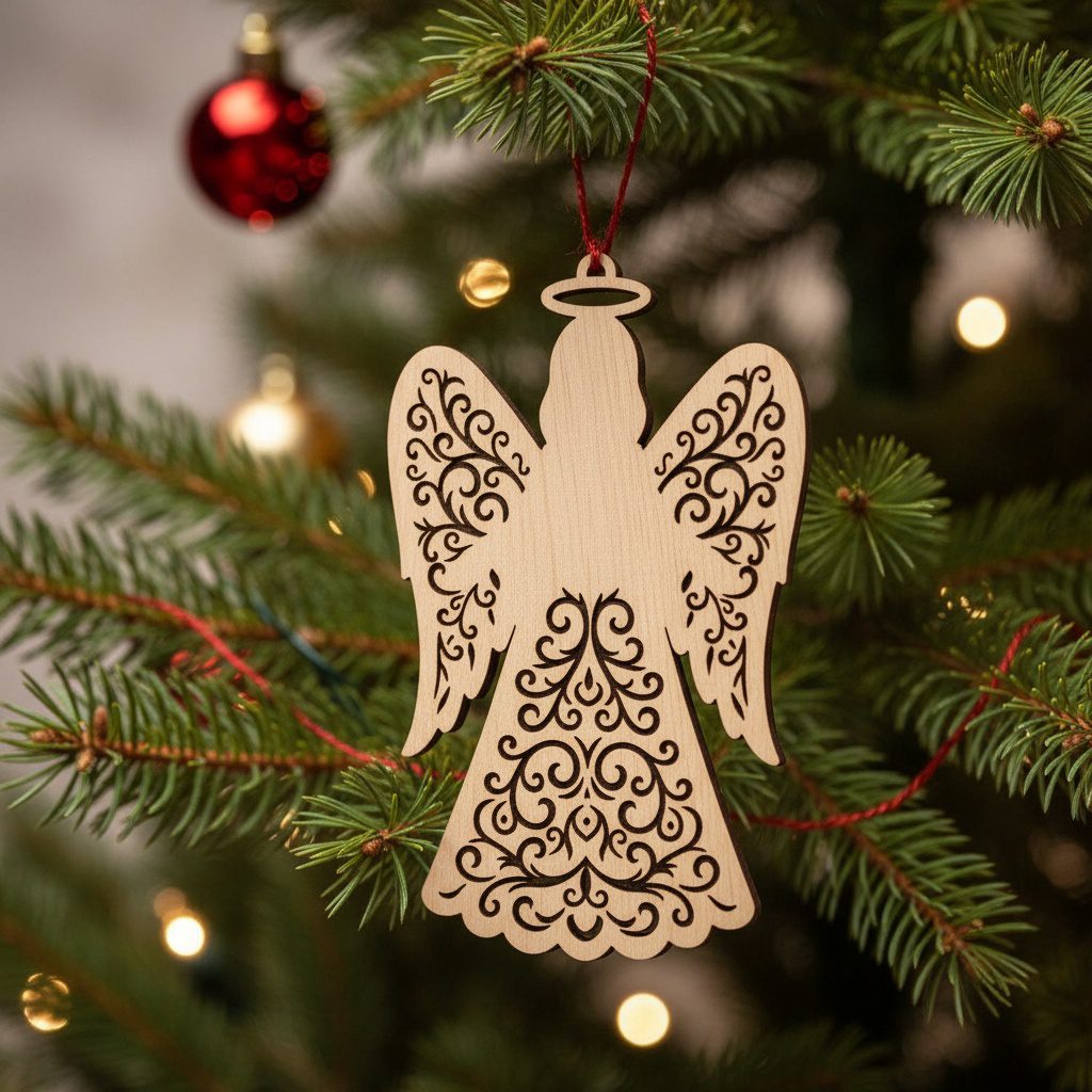 Juego de adornos de ángel navideño - 6 decoraciones para árbol compatibles con láser. - Imagen 8