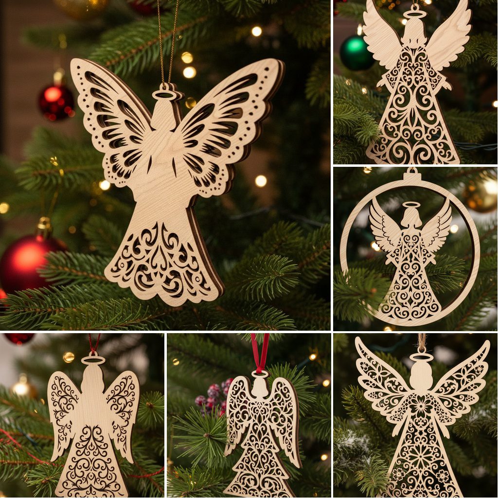 Christmas Angel Ornament Set - 6 Laser-Friendly Tree