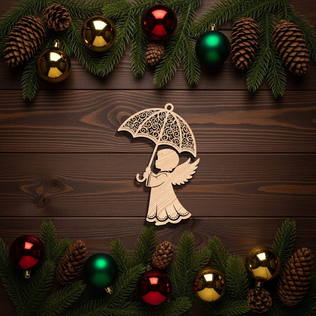 Angelo di Natale, Ombrello, Decorazioni Festive - immagine 4