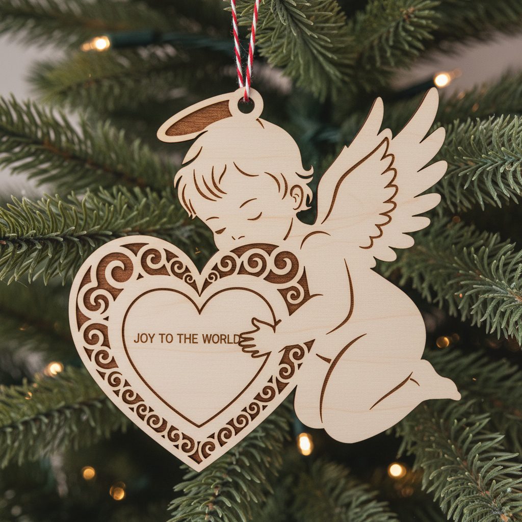 Set di ornamenti angeli natalizi, 6 design digitali per uso laser, download. - immagine 5
