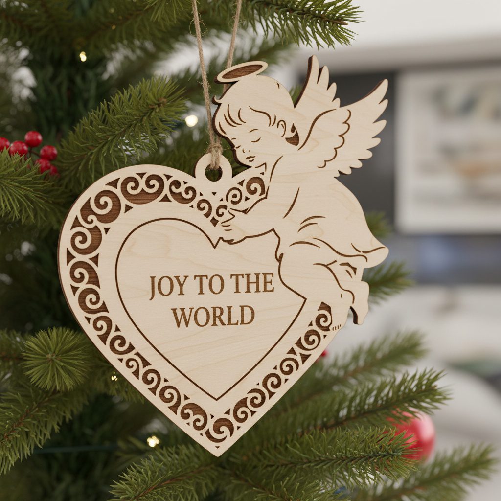 Set di ornamenti angeli natalizi, 6 design digitali per uso laser, download. - immagine 6