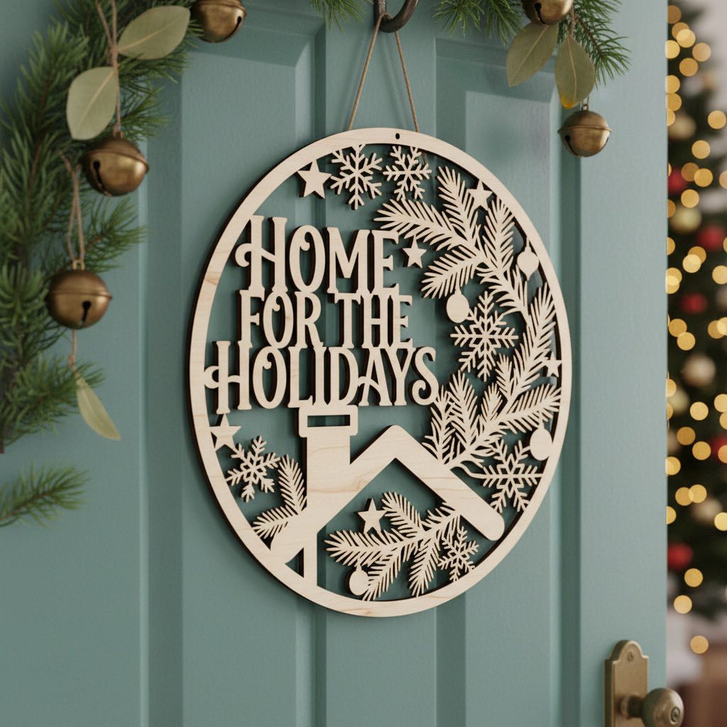 Christmas Door Hanger Bundle, 6 Festive Monogram Signs,