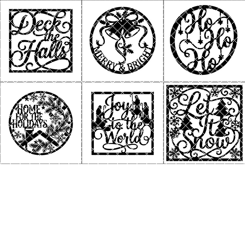Christmas Door Hanger Bundle, 6 Festive Monogram Signs,