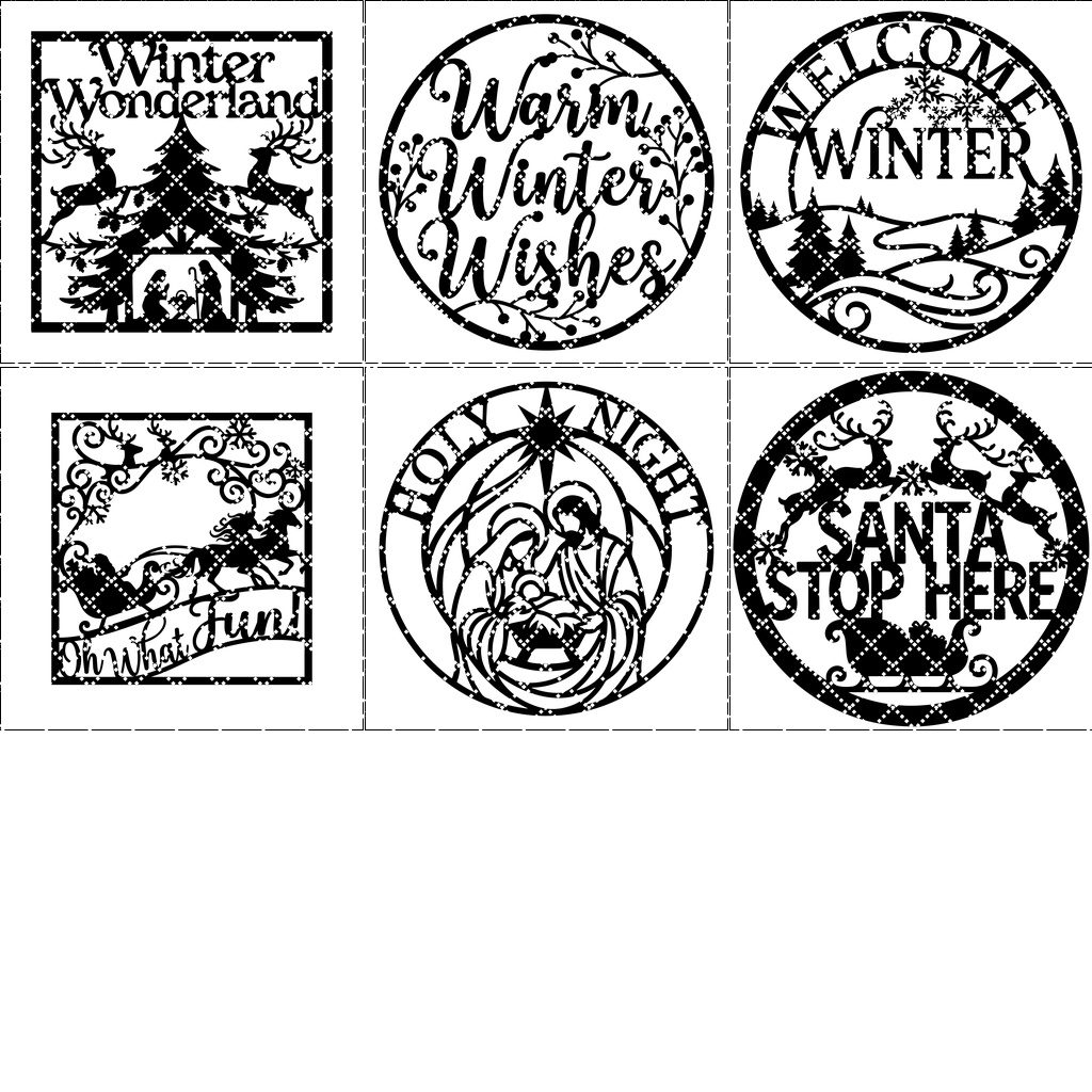 Christmas Door Hanger Bundle, 6 Monogram Designs, Holiday