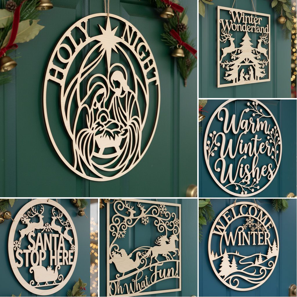 Christmas Door Hanger Bundle, 6 Monogram Designs, Holiday