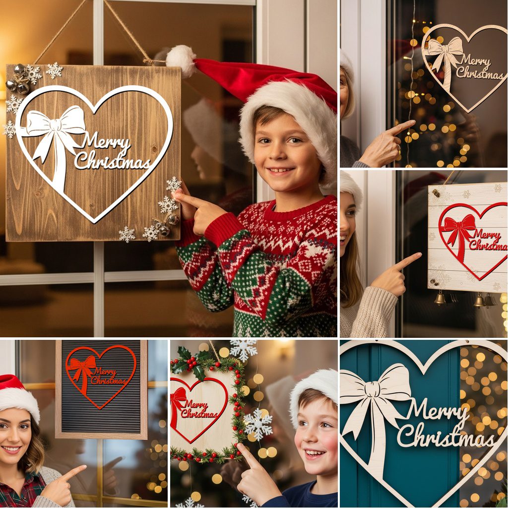 Paquete de adornos navideños para puerta, 6 letreros redondos festivos para decoración. - Imagen 2