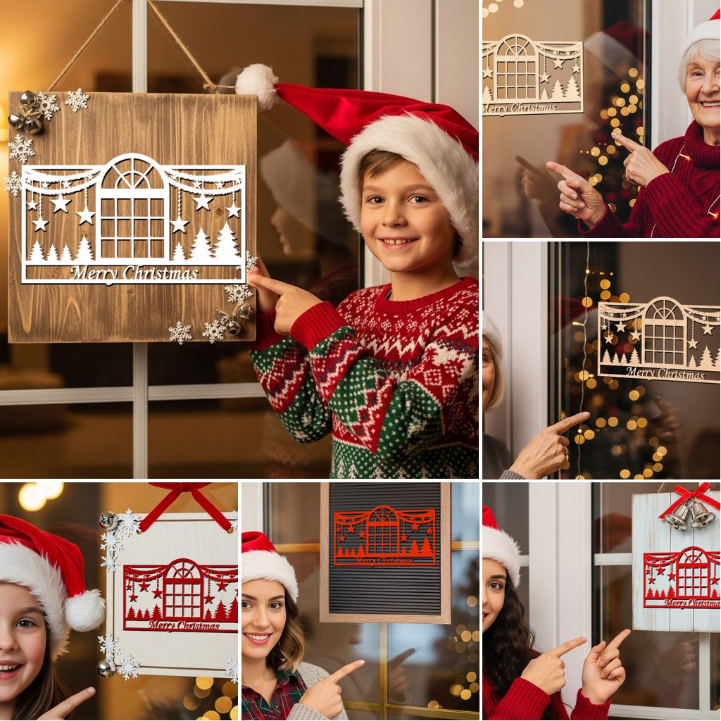 Paquete de adornos navideños para puerta, 6 letreros redondos festivos para decoración. - Imagen 4