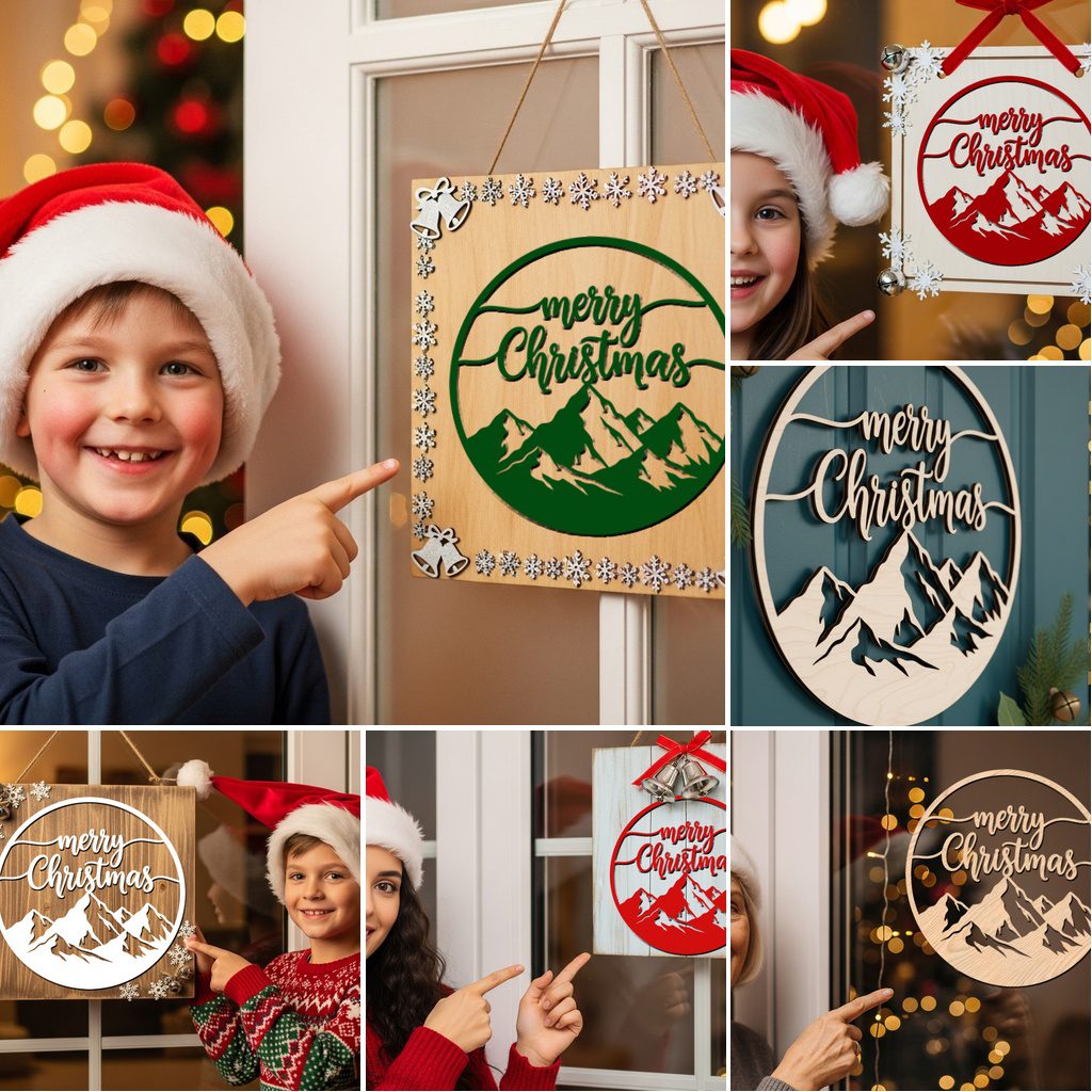 Paquete de adornos navideños para puerta, 6 letreros redondos festivos para decoración. - Imagen 5