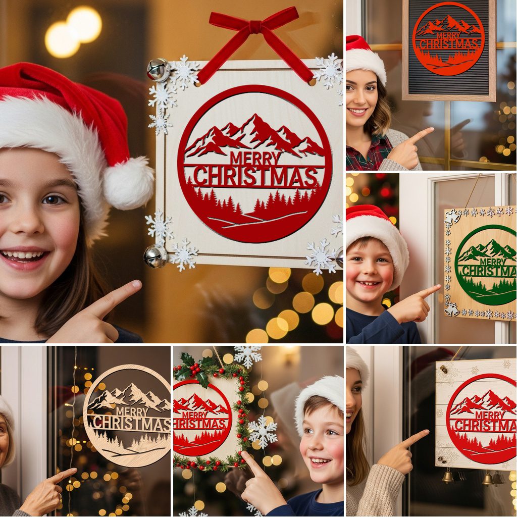 Paquete de adornos navideños para puerta, 6 letreros redondos festivos para decoración. - Imagen 6