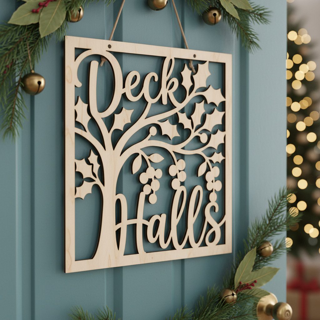 Weihnachts-Türschild-Set, Monogramm-Schild für die Haustürdeko, Lasergravur-Design. – Bild 2