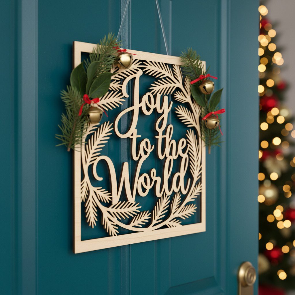 Weihnachts-Türschild-Set, Monogramm-Schild für die Haustürdeko, Lasergravur-Design. – Bild 5