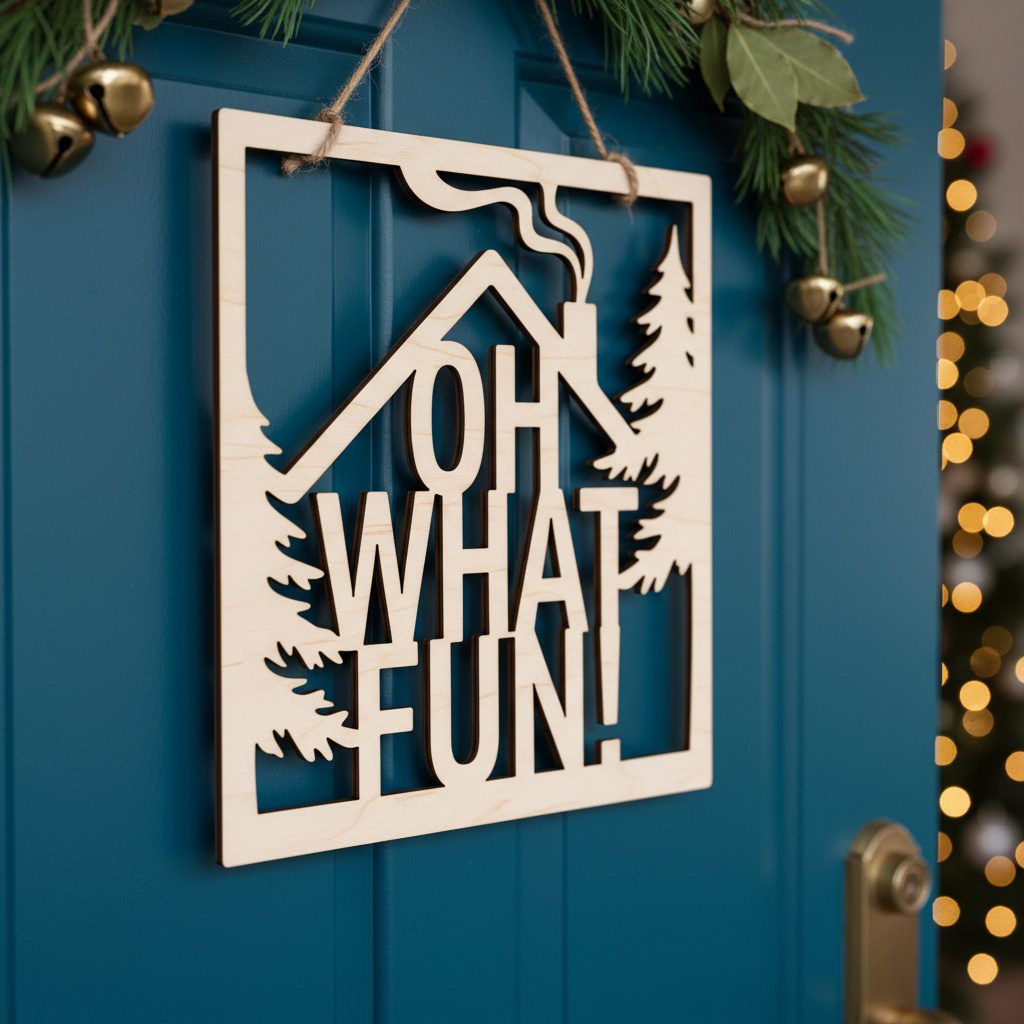 Weihnachts-Türschild-Set, Monogramm-Schild für die Haustürdeko, Lasergravur-Design. – Bild 6
