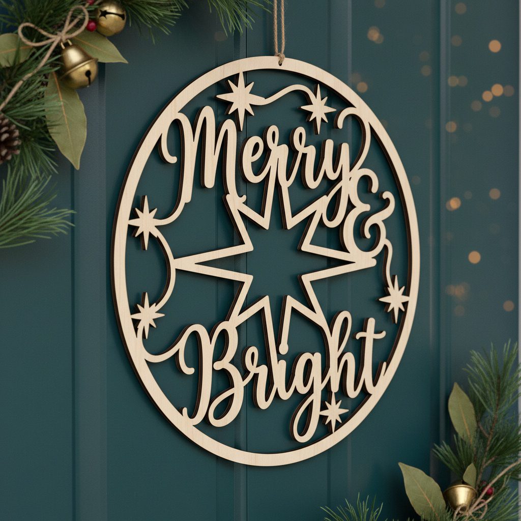 Weihnachts-Türschild-Set, Monogramm-Schild für die Haustürdeko, Lasergravur-Design. – Bild 8