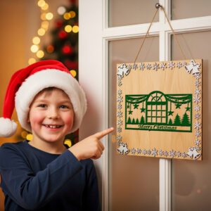 Christmas, Door Hanger, Festive Window Sign, CNC Decoration