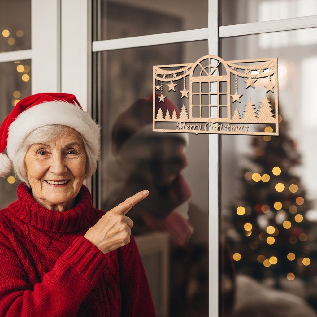 Christmas, Door Hanger, Festive Window Sign, CNC Decoration