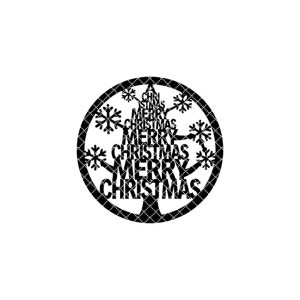 Christmas Door Hanger, Round Laser Art, Holiday Tree Decor, Porch Sign Download