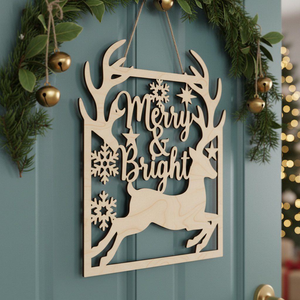 Christmas Door Hanger Set 6 Round Monogram Designs,