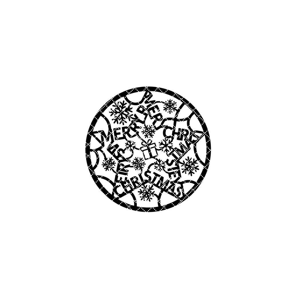 Christmas Door Sign, Round Door Hanger with Snowflakes, Festive Decor