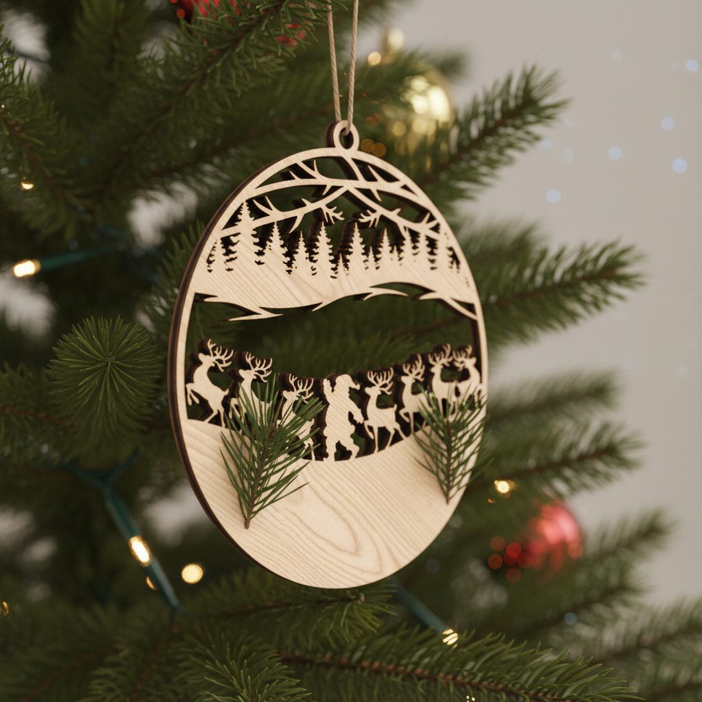 Paquete de Adornos Láser Navideños, 6 Diseños de Santa y Renos, Archivo Xmas - Imagen 2