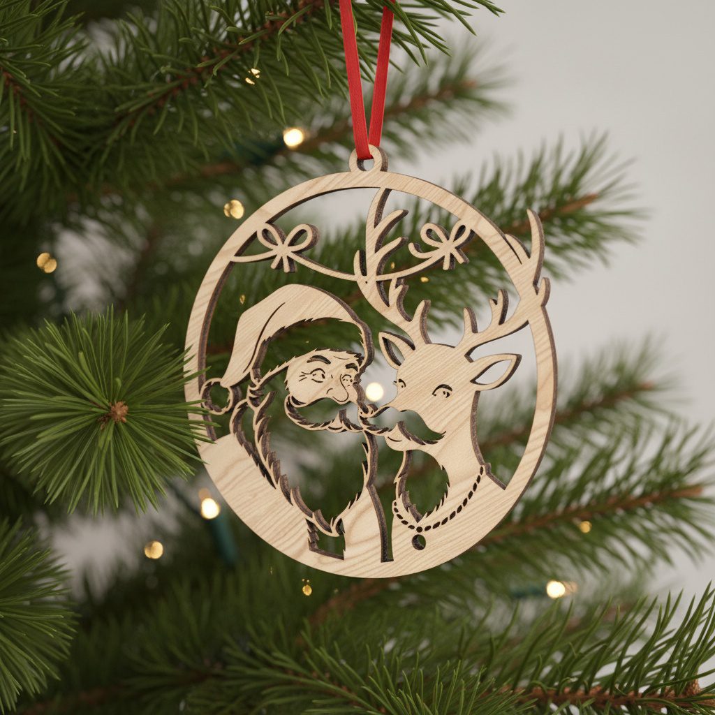 Paquete de Adornos Láser Navideños, 6 Diseños de Santa y Renos, Archivo Xmas - Imagen 4