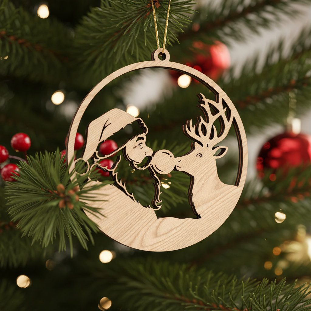 Paquete de Adornos Láser Navideños, 6 Diseños de Santa y Renos, Archivo Xmas - Imagen 5
