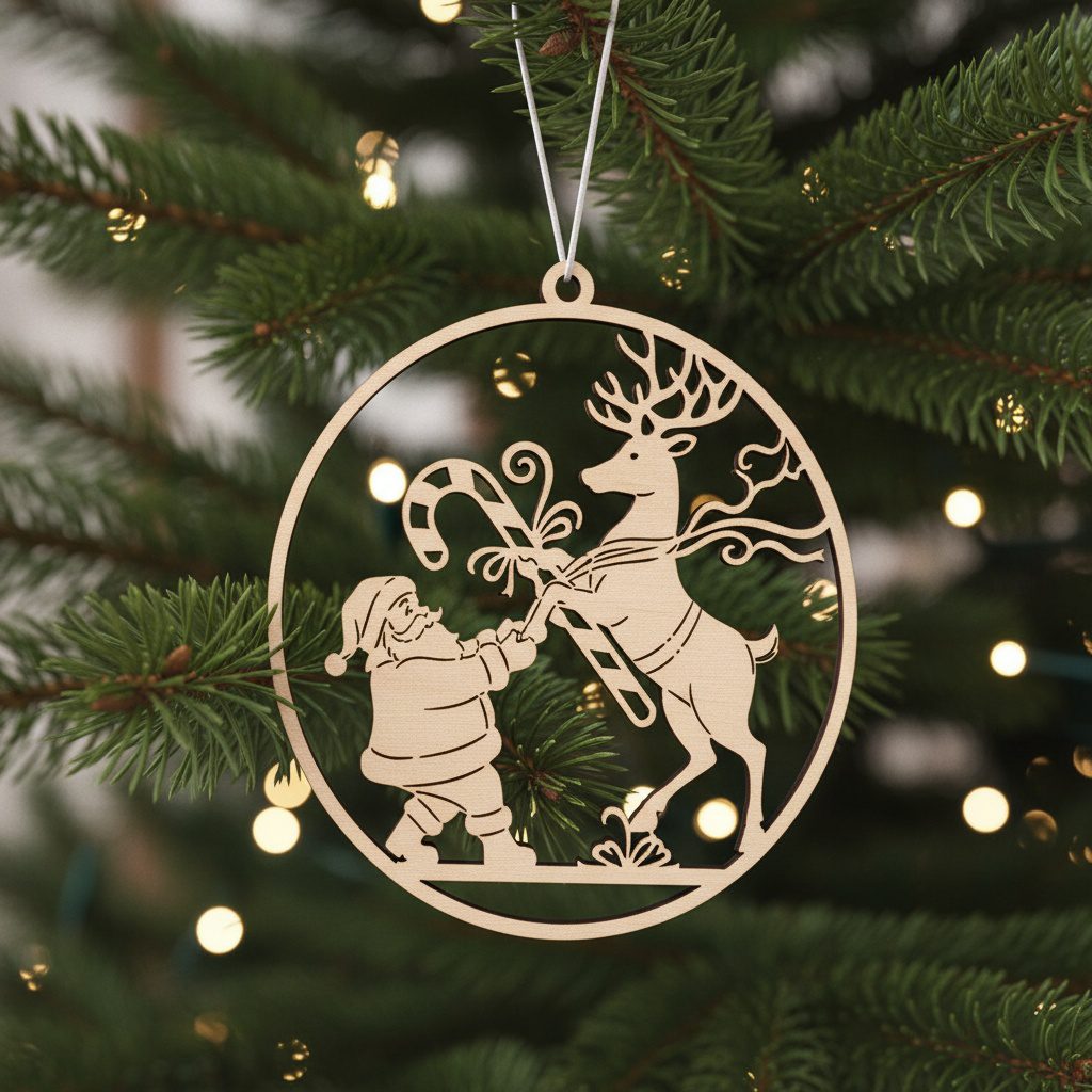 Paquete de Adornos Láser Navideños, 6 Diseños de Santa y Renos, Archivo Xmas - Imagen 6