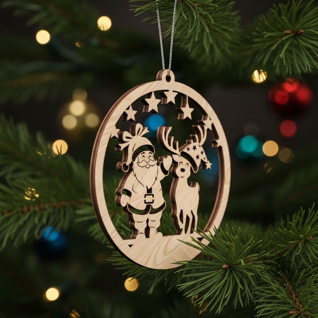 Paquete de Adornos Láser Navideños, 6 Diseños de Santa y Renos, Archivo Xmas - Imagen 7
