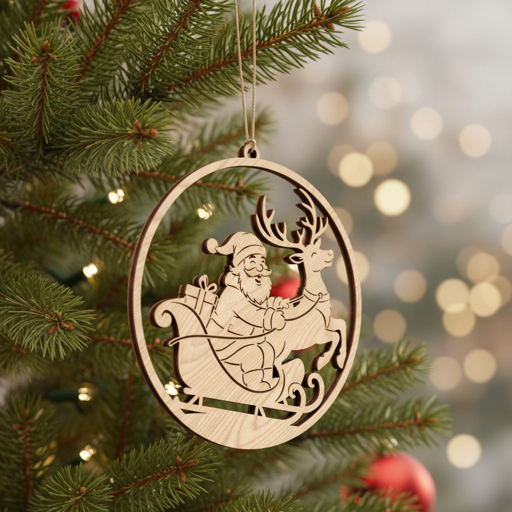 Paquete de Adornos Láser Navideños, 6 Diseños de Santa y Renos, Archivo Xmas - Imagen 8