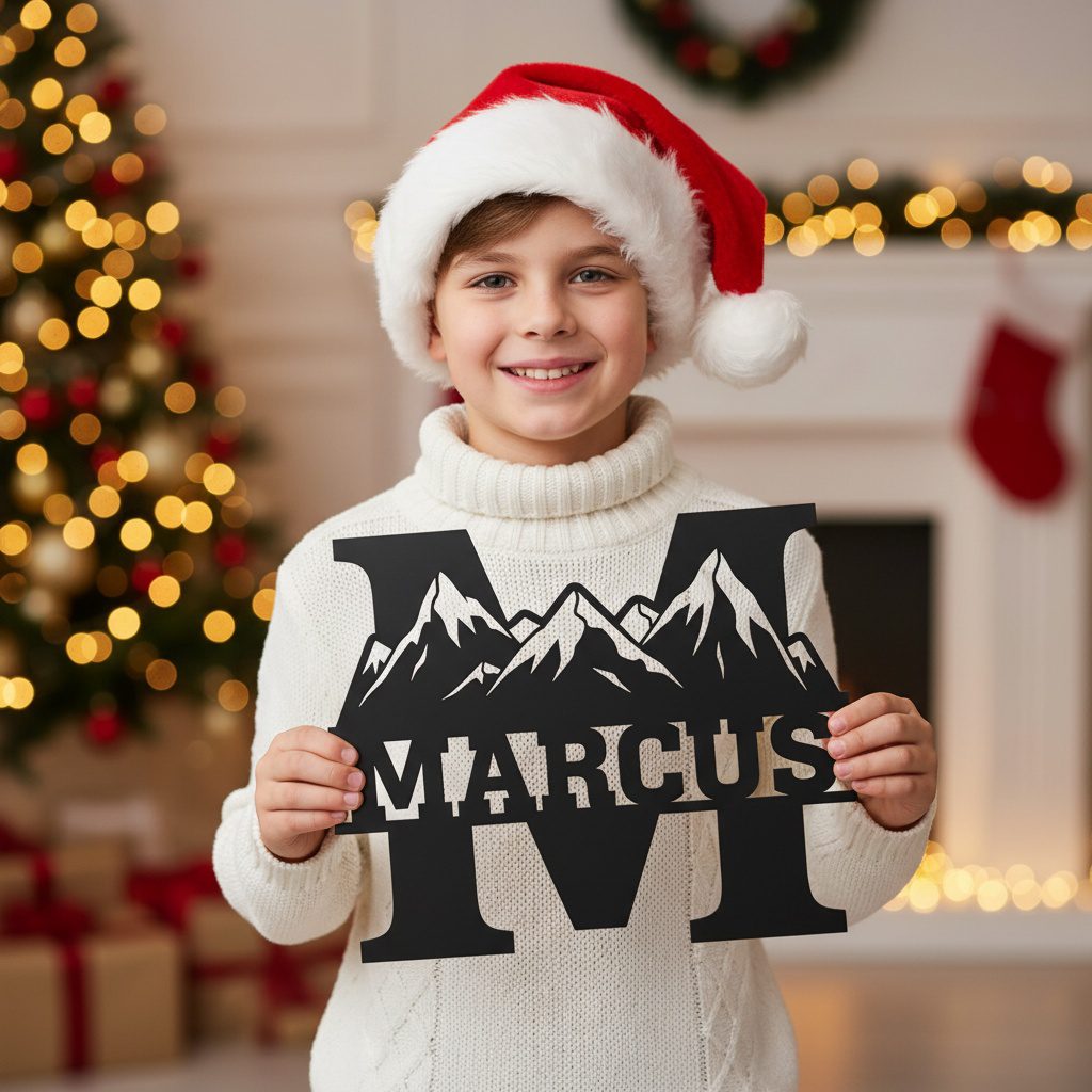 Christmas Monogram Metal CNC Sign Bundle, 9 Personalized