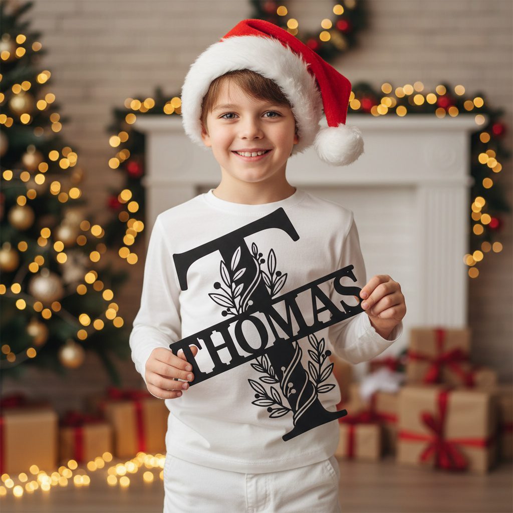 Christmas Monogram Metal Sign Bundle, Personalized Name, 8