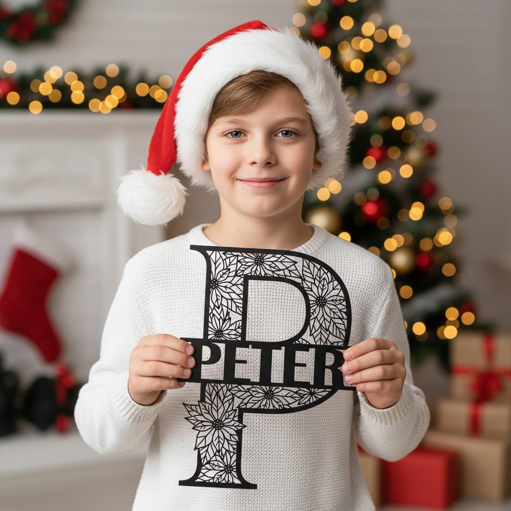 Christmas Monogram Metal Sign Bundle, Personalized Name Signs,