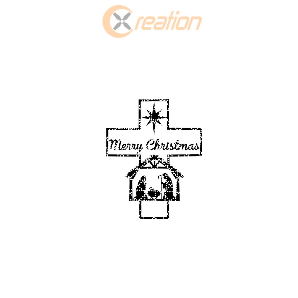 Christmas Nativity Cross Door Hanger Sign, Christian Holiday