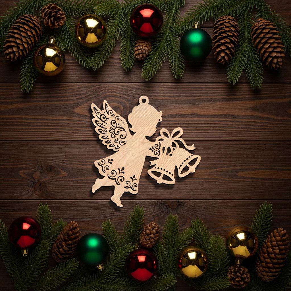 Ornement de Noël, Ange avec Clochettes, Téléchargement numérique pour loisirs créatifs de fêtes – Image 4