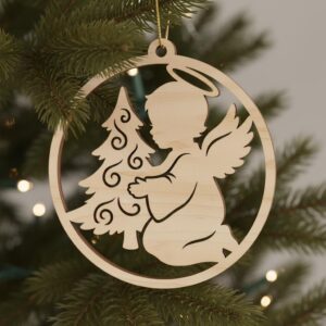 Christmas Ornament Bundle, 6 Baby Angel Designs, Laser Ready File for Holiday Decor