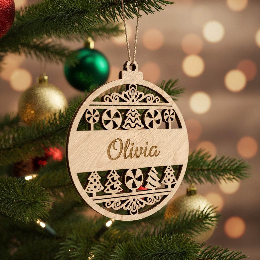Christmas Ornament Bundle, 6 Laser Designs, Personalized Name