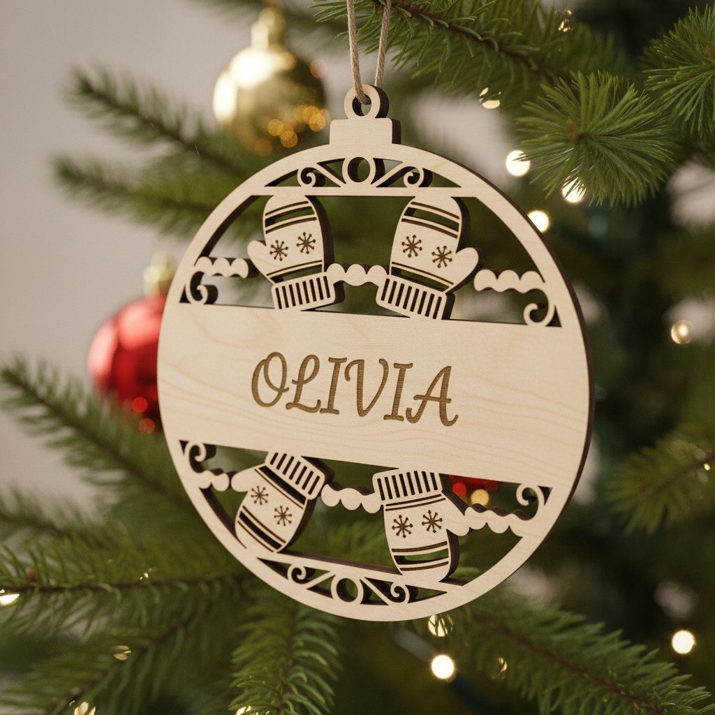 Christmas Ornament Bundle, 6 Personalized Wood Holiday Decor