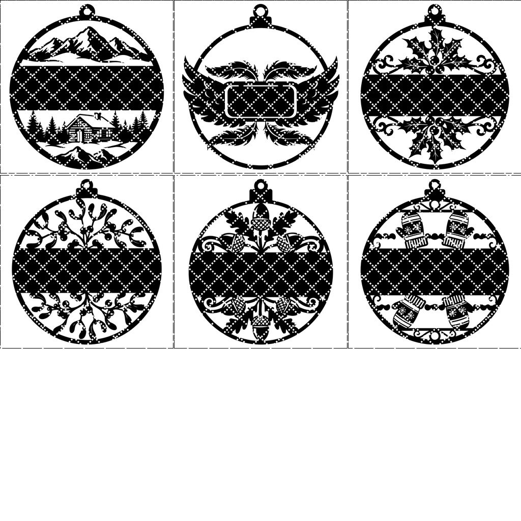 Christmas Ornament Bundle, 6 Personalized Wood Holiday Decor