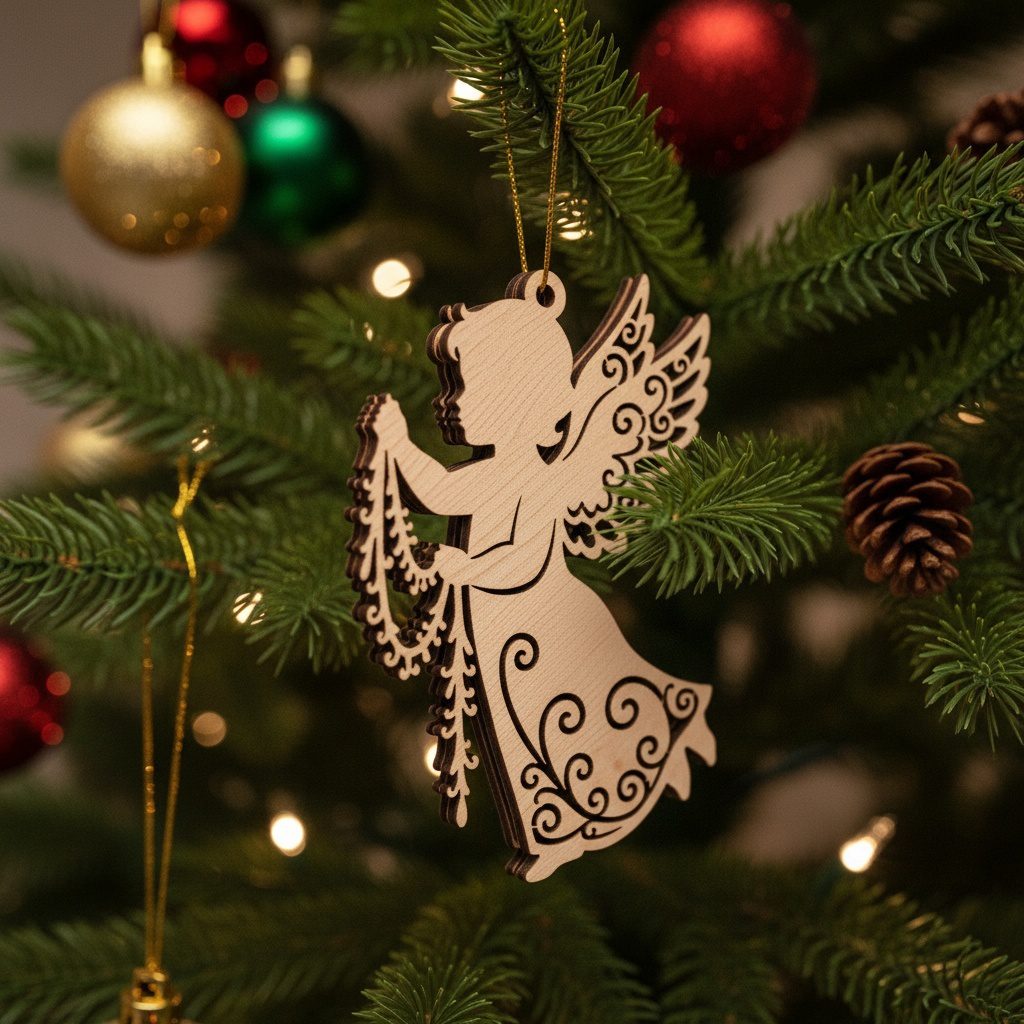 Lote de adornos navideños, diseños de ángeles, juego de decoración para árbol de Navidad. - Imagen 2