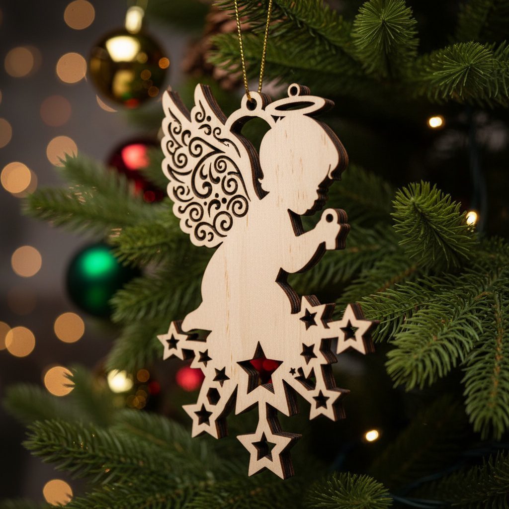Lote de adornos navideños, diseños de ángeles, juego de decoración para árbol de Navidad. - Imagen 7