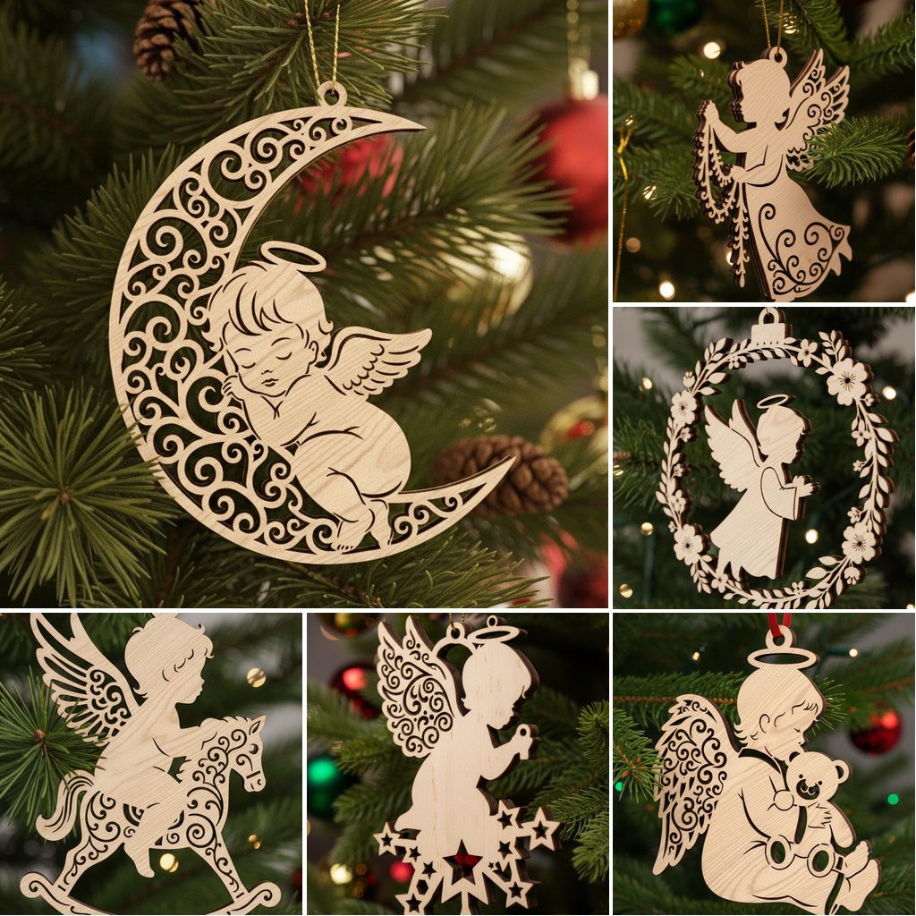 Christmas Ornament Bundle, Angel Designs, Tree Decoration Set