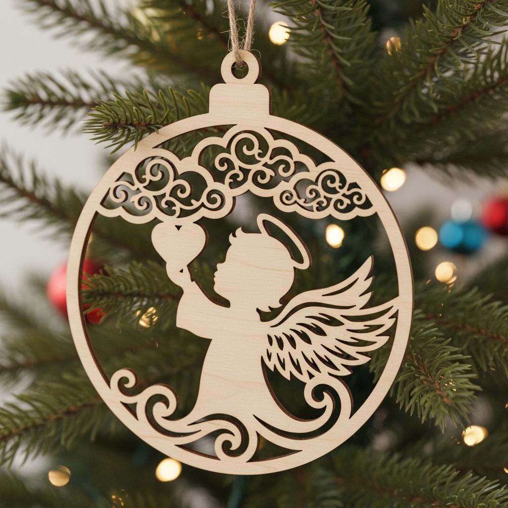 Weihnachtsschmuck Bundle, Engel Laserdatei, 6 bezaubernde Baby Engel Designs – Bild 3