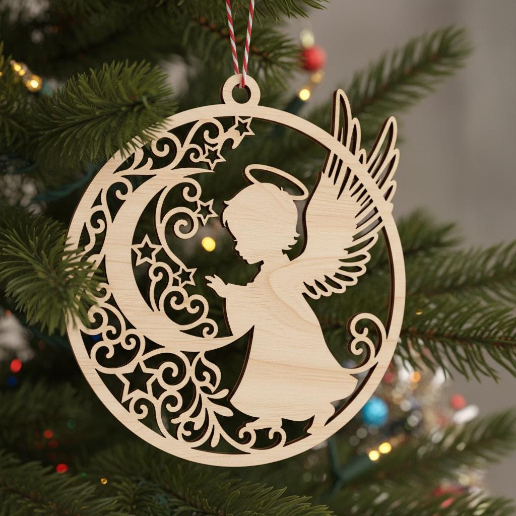 Weihnachtsschmuck Bundle, Engel Laserdatei, 6 bezaubernde Baby Engel Designs – Bild 6