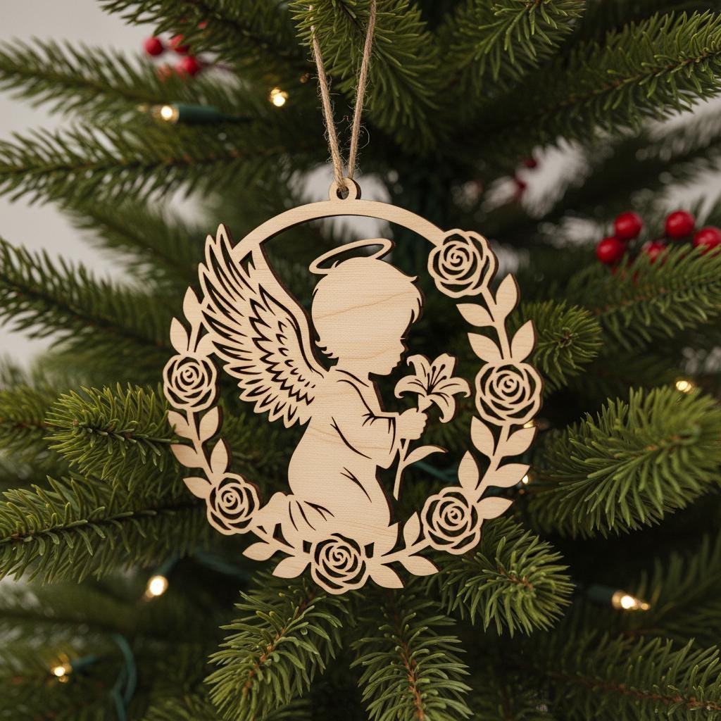 Christmas Ornament Bundle, Angel Laser File, 6 Adorable Baby Angel Designs