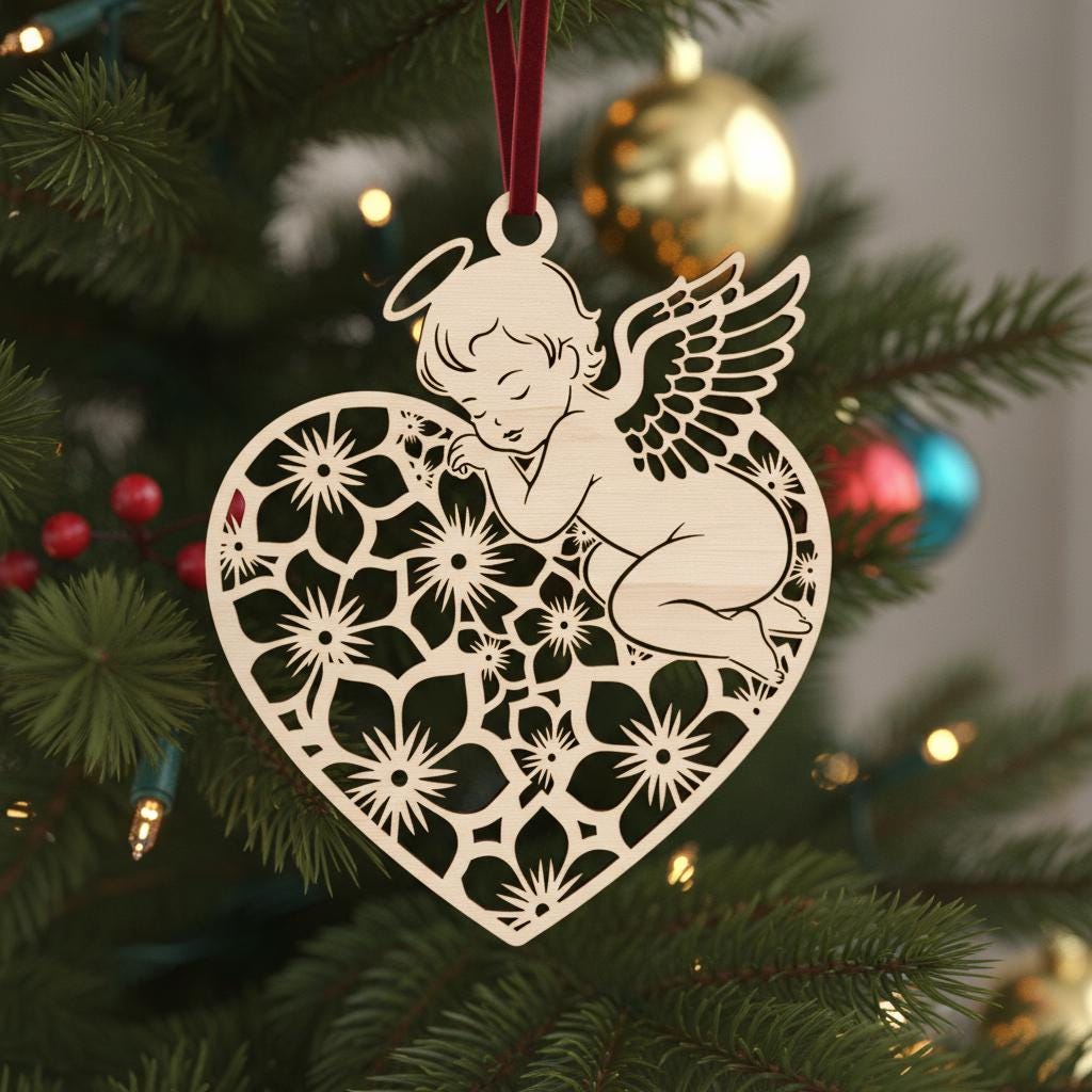 Weihnachtsornament-Bundle, Sechs bezaubernde Baby-Engel Laser-Designs für Cricut-Bastelarbeiten – Bild 2