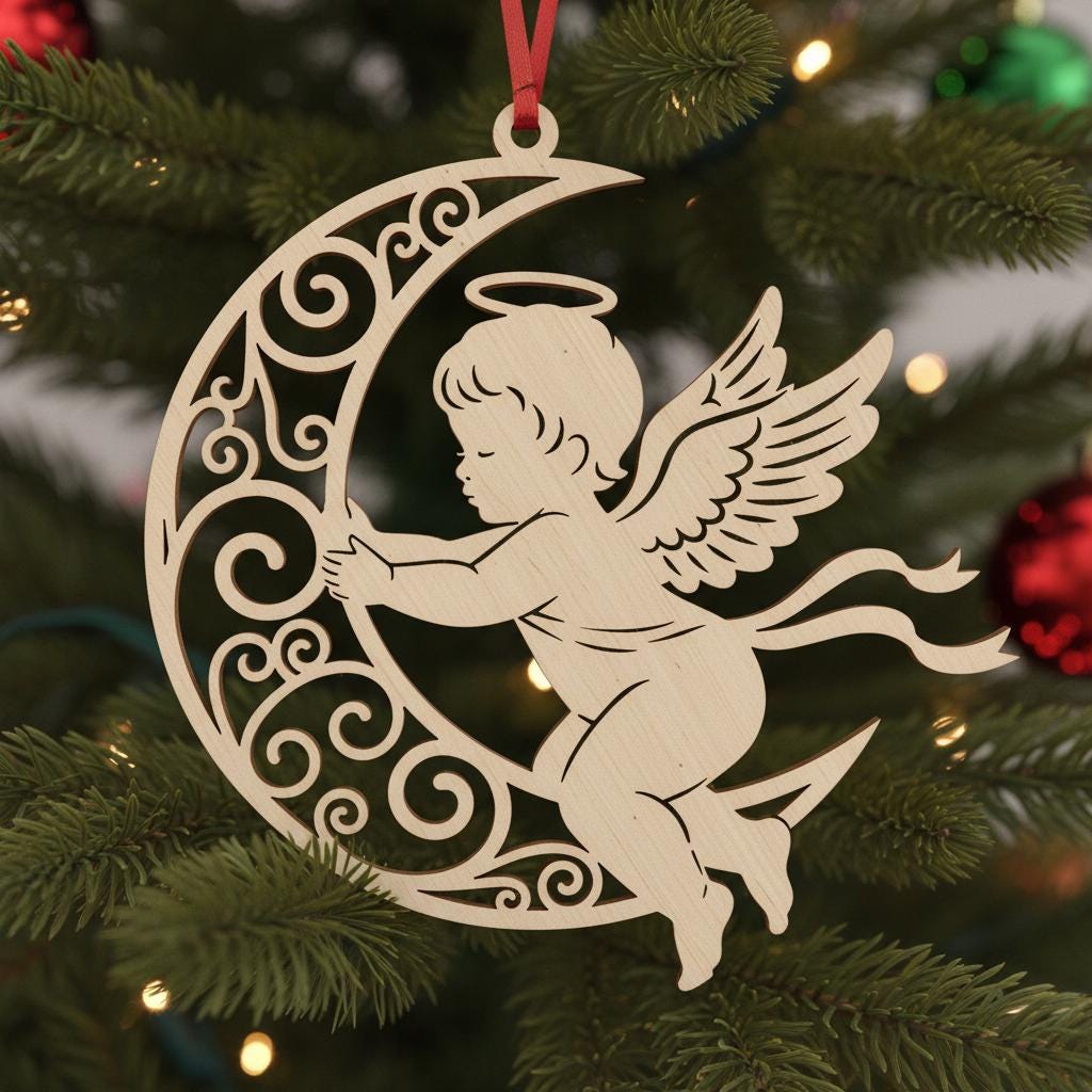 Weihnachtsornament-Bundle, Sechs bezaubernde Baby-Engel Laser-Designs für Cricut-Bastelarbeiten – Bild 3