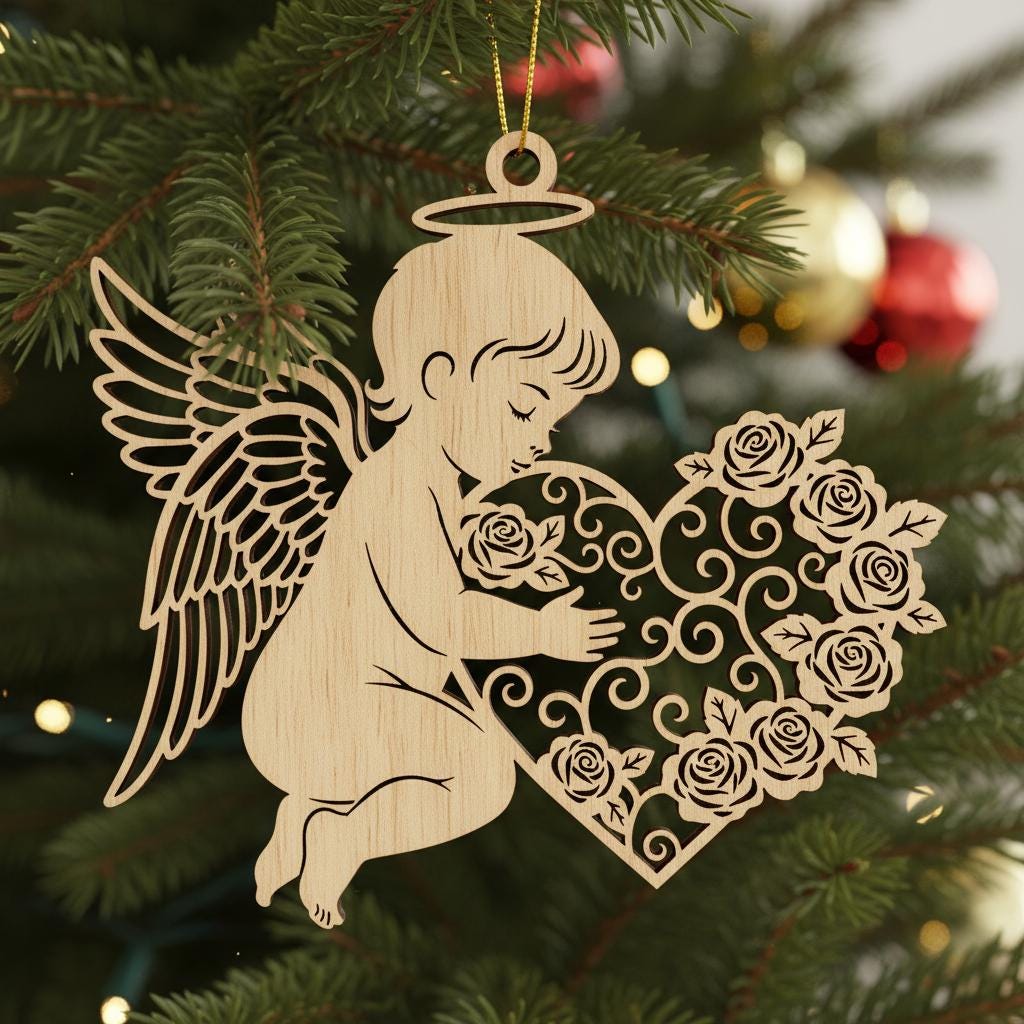 Weihnachtsornament-Bundle, Sechs bezaubernde Baby-Engel Laser-Designs für Cricut-Bastelarbeiten – Bild 4