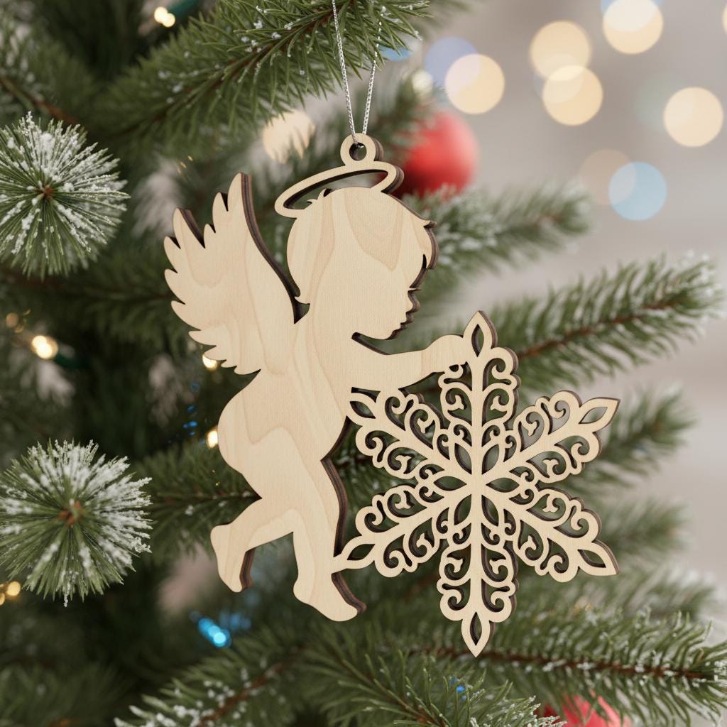 Weihnachtsornament-Bundle, Sechs bezaubernde Baby-Engel Laser-Designs für Cricut-Bastelarbeiten – Bild 5