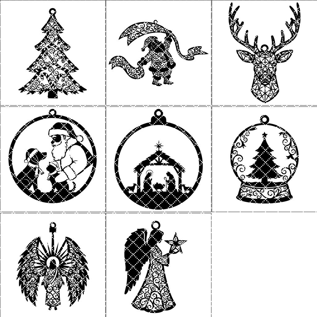 Set di modelli per decorazioni natalizie, 8 modelli per addobbi ad albero, download digitale. - immagine 11