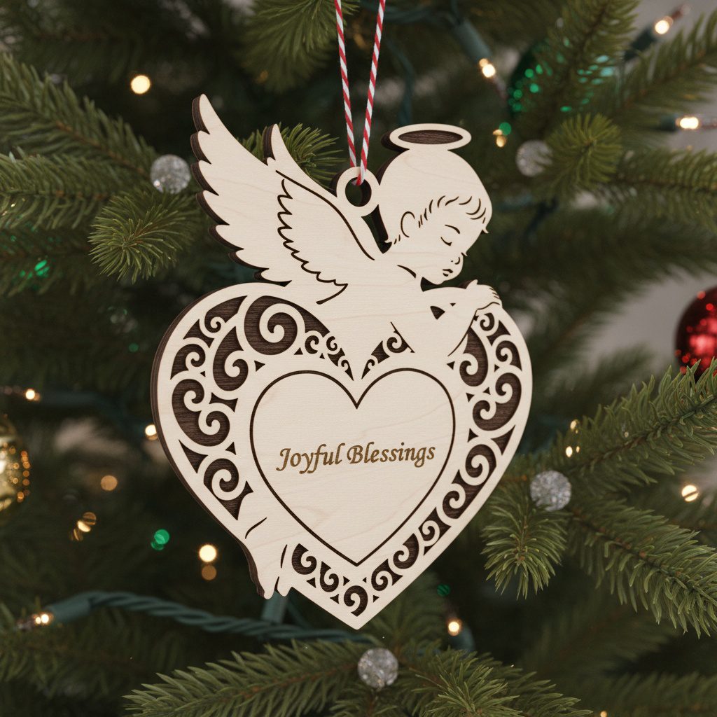 Weihnachtsschmuck-Lasergravur-Set, 6 Engel-Designs, personalisierte Weihnachten – Bild 2