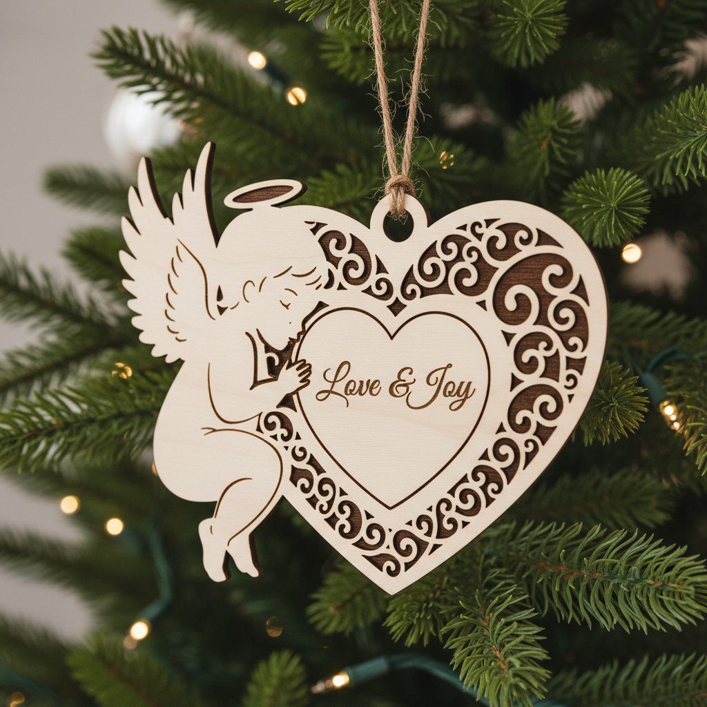 Weihnachtsschmuck-Lasergravur-Set, 6 Engel-Designs, personalisierte Weihnachten – Bild 4